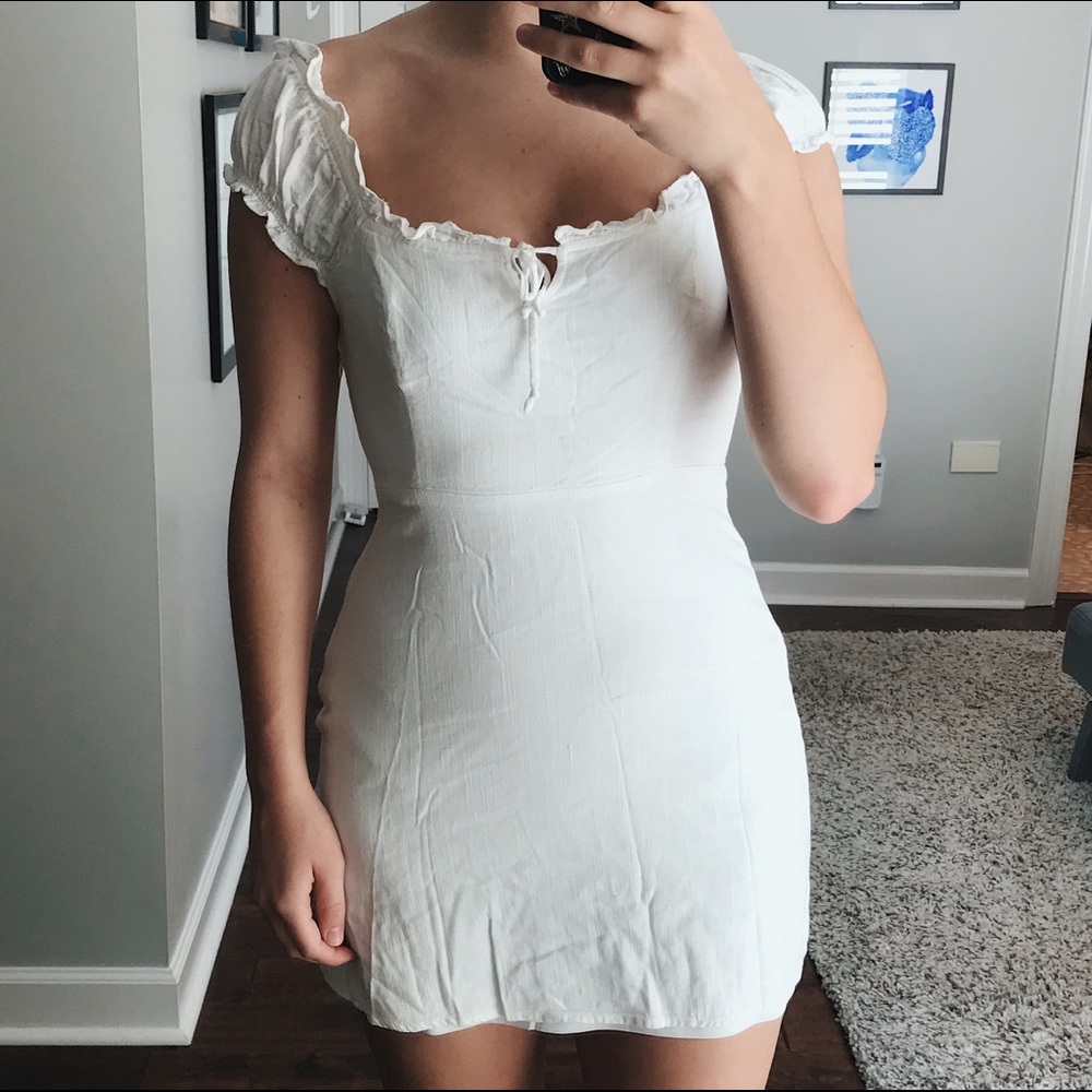 white tie-front dress